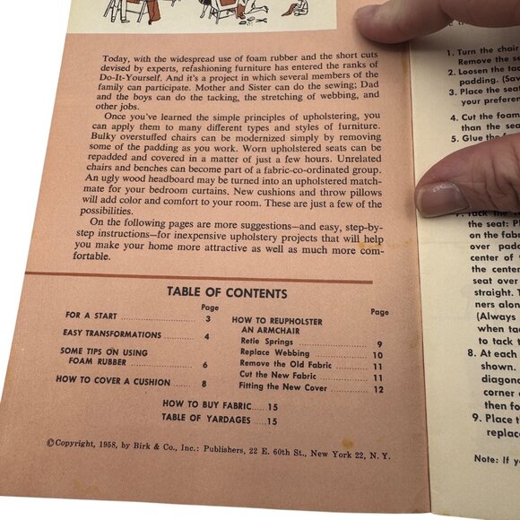 How To Refashion Your Furniture Booklet By Dorothy Wagner 1958 Upholstery Guide - Picture 3 of 6